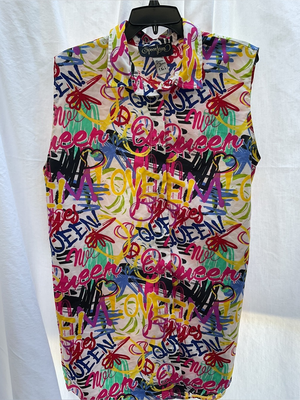 Spoon jeans Bright Multicolor Graffiti Print Sleeveless Shirt
